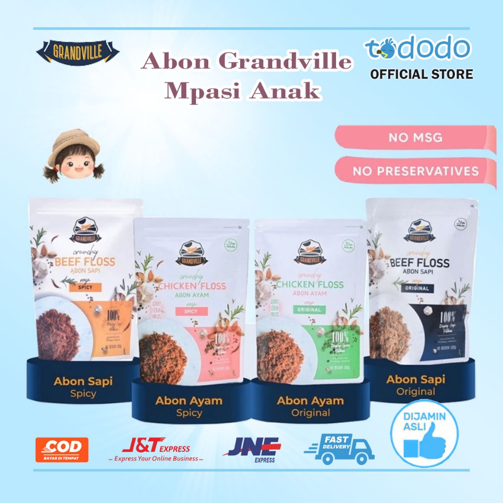 

Abon MPASI Bayi Anak Grandville Sapi Ayam Original Spicy Beef Chicken Crunchy 100g