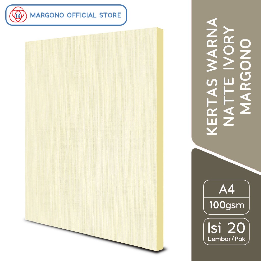 

Margono Kertas Warna A4 Natte Ivory 100gsm - 20 Lembar
