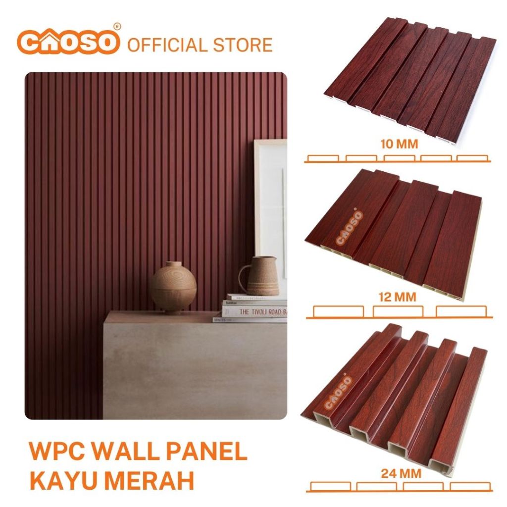 WPC Wall Panel 3 Meter Warna Kayu Merah | Wall Panel Wood panel 3M 3D 300 cm | CAOSO