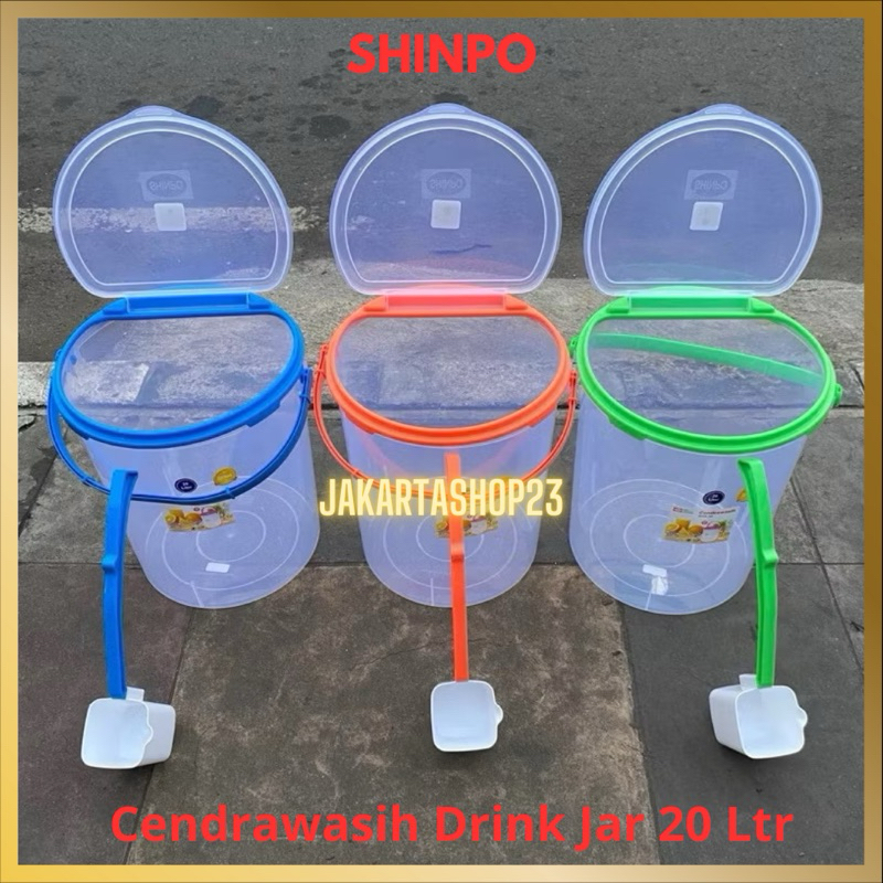 SHINPO - Toples Es Buah Gayung 20 Liter / Aquarium Es Kelapa / Tempat Air / Toples Es Buah Shinpo Se