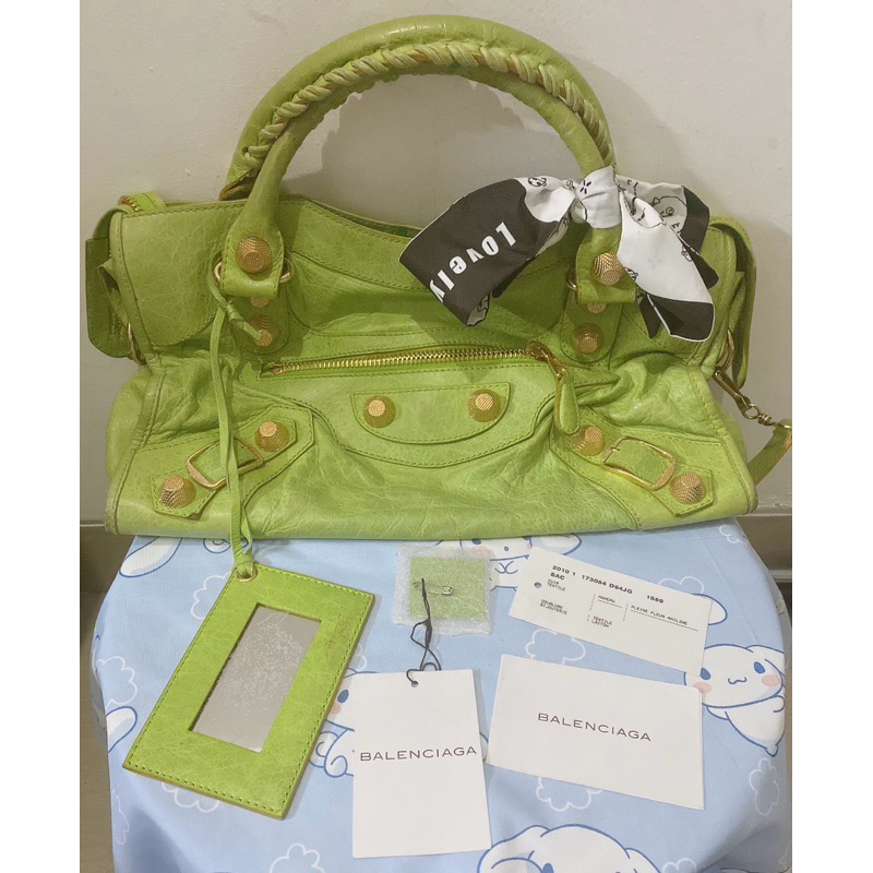 Balenciaga city size 38 hijau stabilo auth