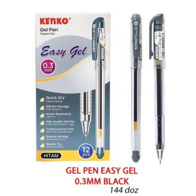 

GEL PEN EASY GEL 0,3 mm KENKO PULPEN HITAM