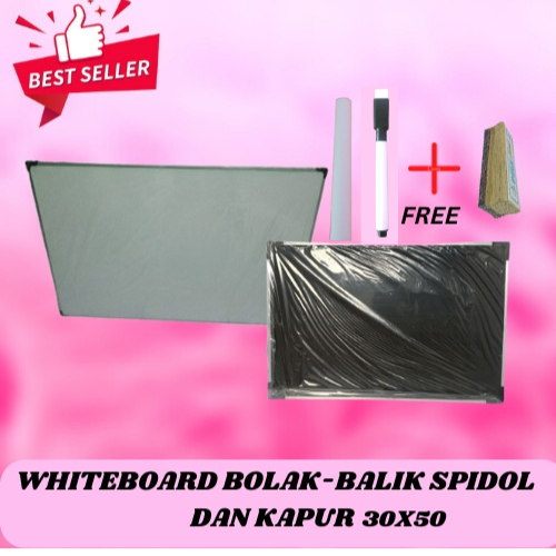 

PAPAN TULIS/WHITEBOARD DUA SISI SPIDOL DAN KAPUR 30X50 cm FREE SPIDOL, PENGHAPUS DAN KAPUR