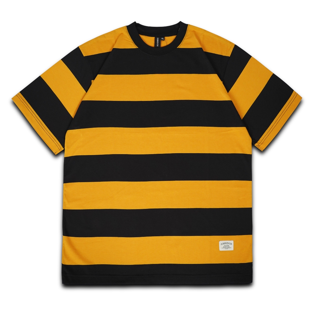 Rown Division Rown Division Kaos Salur || Saturnus Black Yellow T-Shirt Stripe