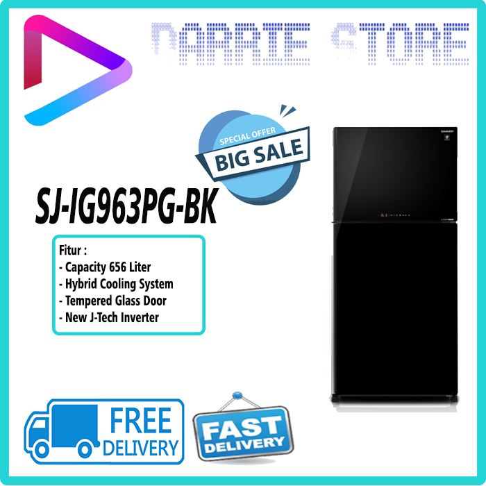 SHARP SJ-IG963PG-BK KULKAS SHARP 2 PINTU SJ-IG963PG SJ-IG963 SJIG963PG SJIG963 SJIG963PGBK