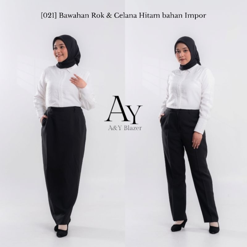 [021] BAWAHAN - Rok Dan Celana Formal Kerja Warna Hitam Premium | Rok dan Celana Kerja Guru Pegawai 