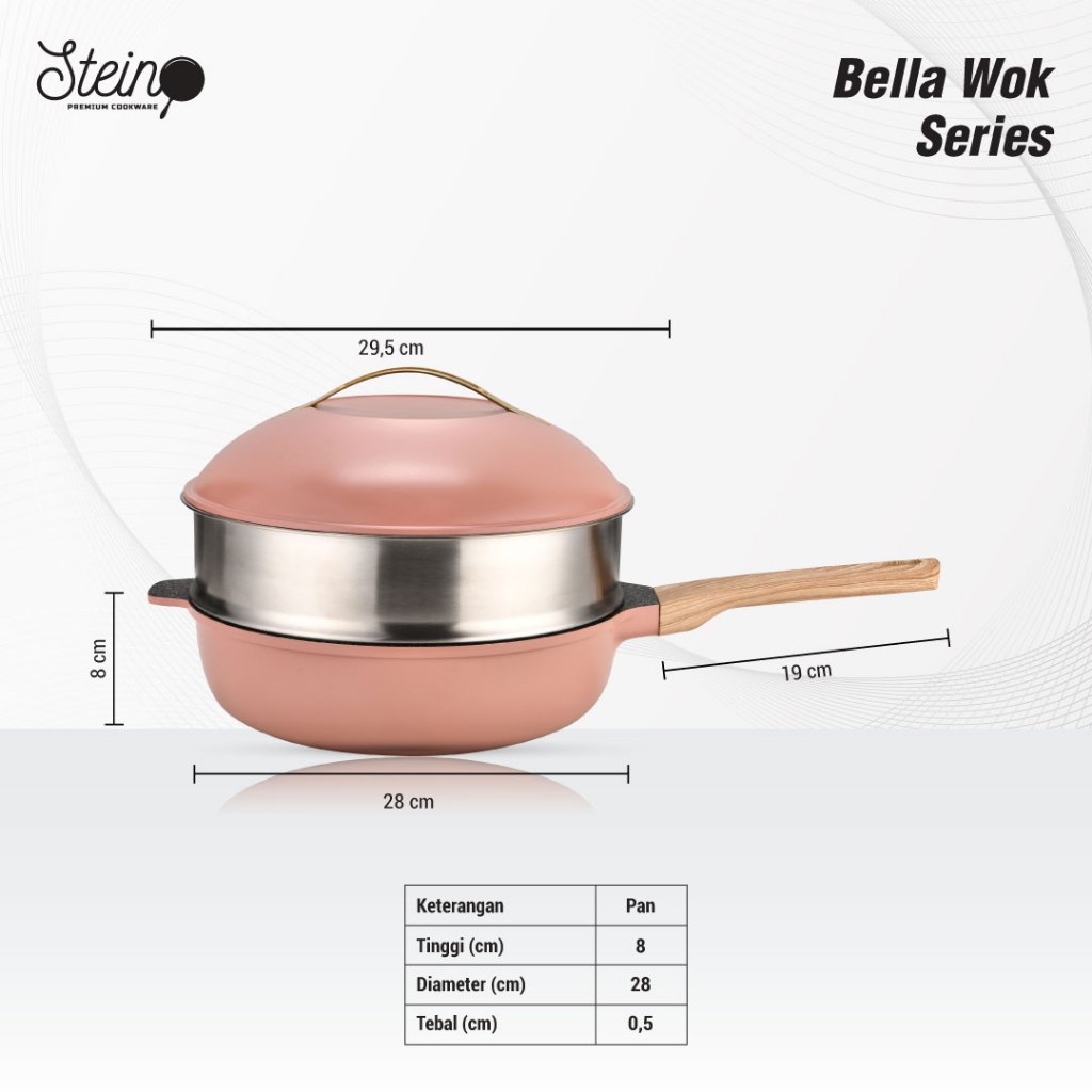 Stein Bella Series Panci Kukus Granite Coating Greblon German Anti Lengket