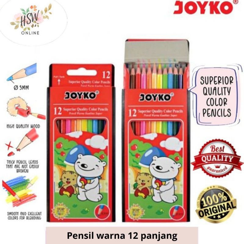 

Pensil Warna Joyko 12 Panjang Murah Pencil Colour Menggambar Mewarnai