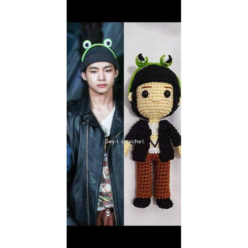 gantungan kunci tas boneka rajut V bts Kim taehyung bag charm lucu handmade