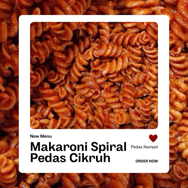 

Makaroni Spiral Cikruh Pedas Daun Jeruk Cemilan Bandung