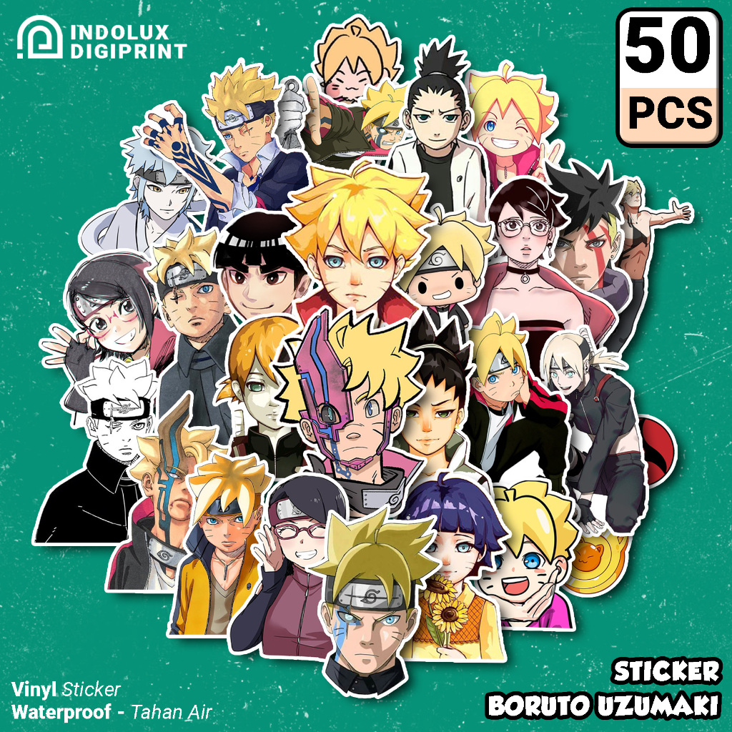 

Sticker Boruto Uzumaki 50 PCS Stiker Anime Naruto Jurnal Scrapbook Laptop Case HP Konoha