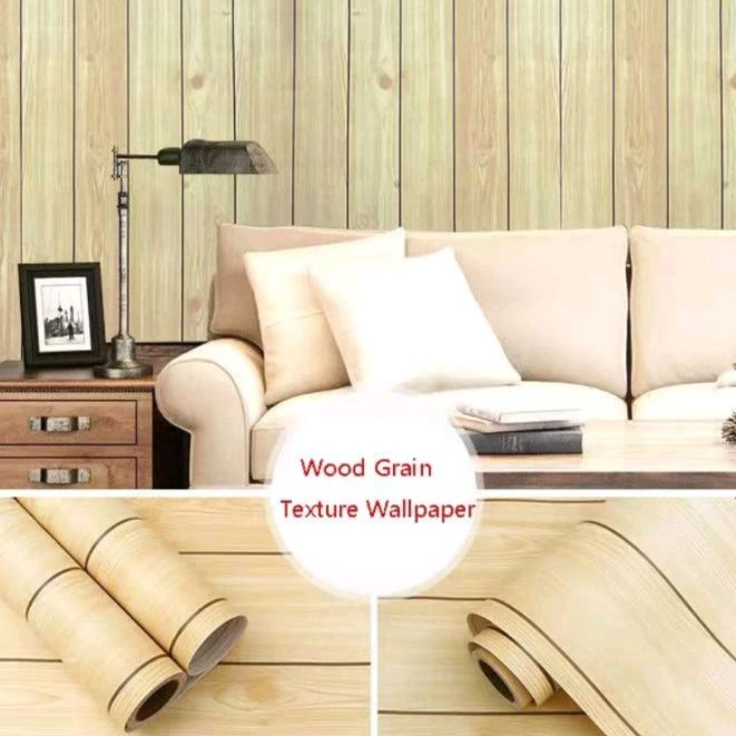 WALLPAPER STIKER DINDING KAYU KUNING