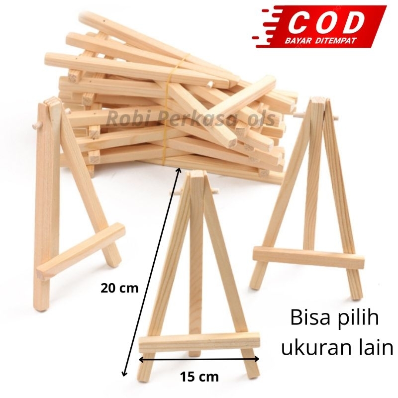 

Mini Wooden Easel Tinggi 20 cm / Standing Frame Foto Kanvas Lukis Tripod Kayu / Stand Kayu Easel Mini