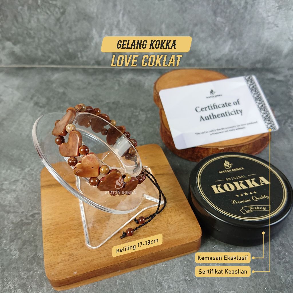 Gelang Kokka Original Bersertifikat / Gelang kaukah motif Love