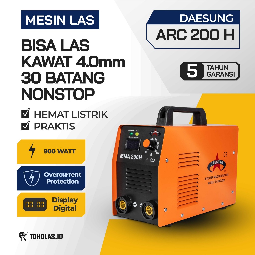 Mesin Las Travo Trafo Las MMA Stick Inverter Welding Daesung ARC 200 H IGBT Digital Display Korea So