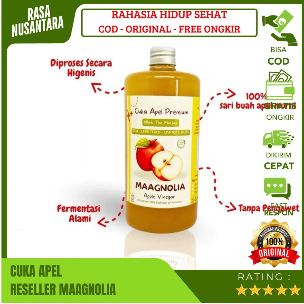 

MAAGNOLIA CUKA APEL ORIGINAL (GRATIS ONGKIR) CUKA APEL 250ML,500ML,1L UNTUK KESEHATAN & DIET CUKA APEL VINEGER WITH MOTHER ORGANIK CUKA APEL TAHESTA PREMIUM TANPA CAMPURAN BUKAN FRESH FRUIT