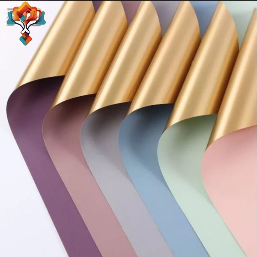 

5 Lembar Flower Wrapping Paper Bi Color Gold 2 side