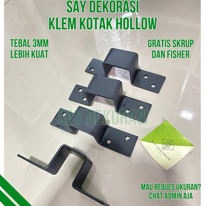 STAR+ TERLARIS SAY DEKORASI TYPE 139 KLEM KOTAK HOLLOW SEMUA UKURAN TEBAL 3mm /KELM BESI /KLEM BESI 