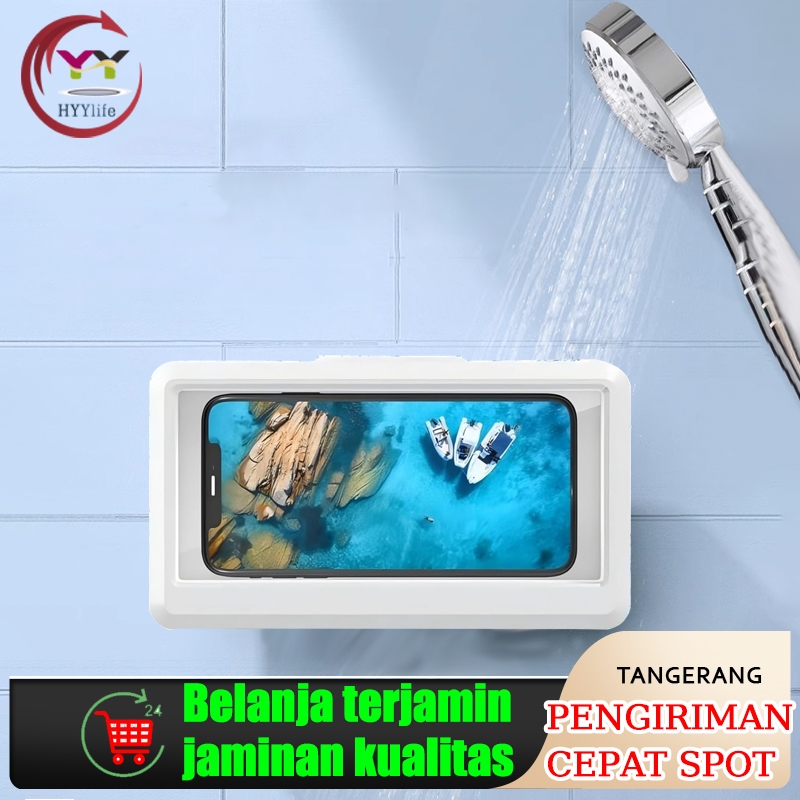 Dudukan HP Untuk Kamar Mandi Dinding Kotak Stand Handphone Anti Air HOLDER Handphone Anti Air