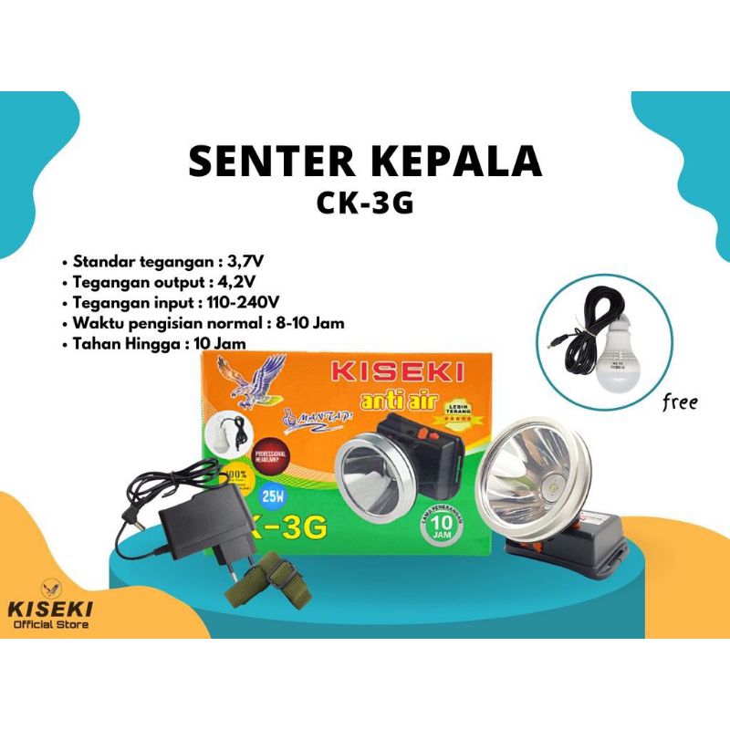 Kiseki Senter Kepala Ck-3G 30Watt Waterproof Led Headlamp Titanium