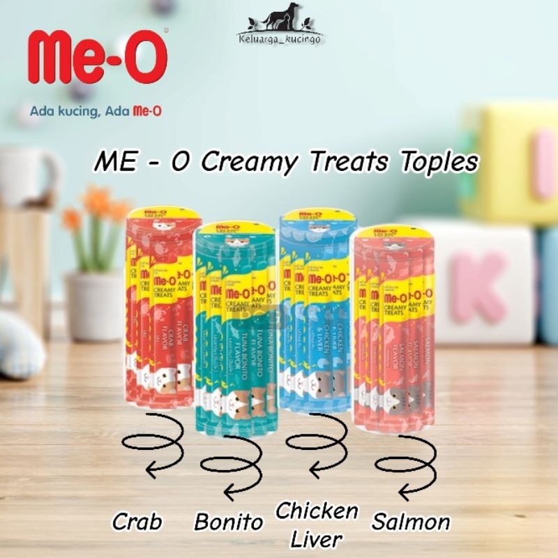 Me-O Creamy Treats 1 Toples (Isi 36 Pcs) Meo Cat Snack Cemilan Kucing - 4 Rasa