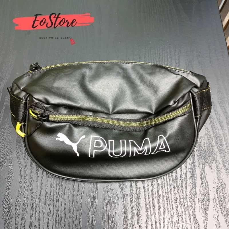 Tas Pinggang Puma Fit Waistbag Black-Yellow Burst