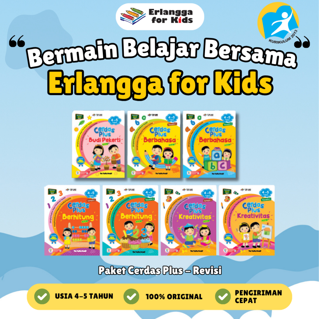 [Erlangga] Buku Paket TK dan PAUD Anak: Cerdas Plus 4-5 Tahun - Erlangga For Kids