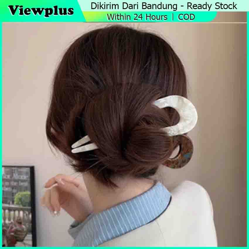 Jepit Rambut Sanggul Tusuk Konde JUMBO 14cm French Style Cellulose Acetate U Shape Hair Pin chinese 