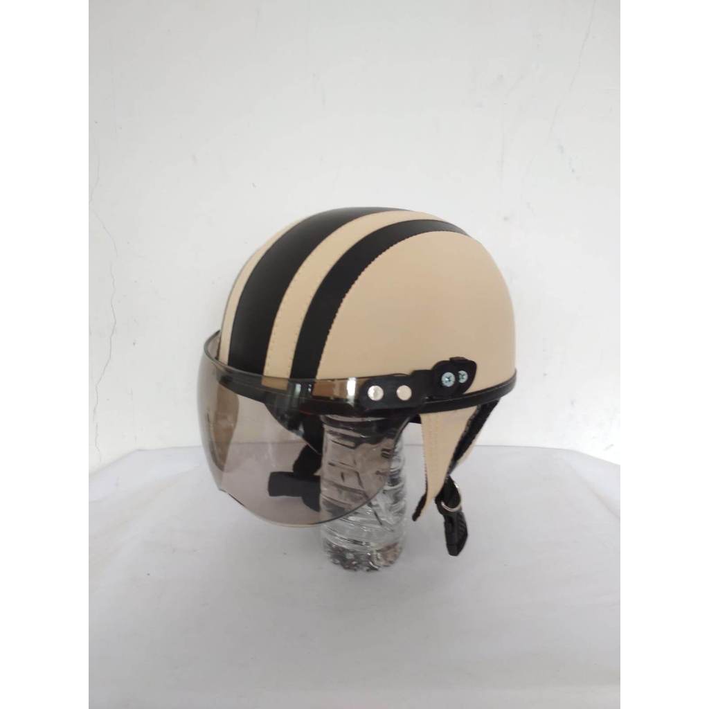 helm anak retro garis full kulit usia 1-4th TANPA KACA