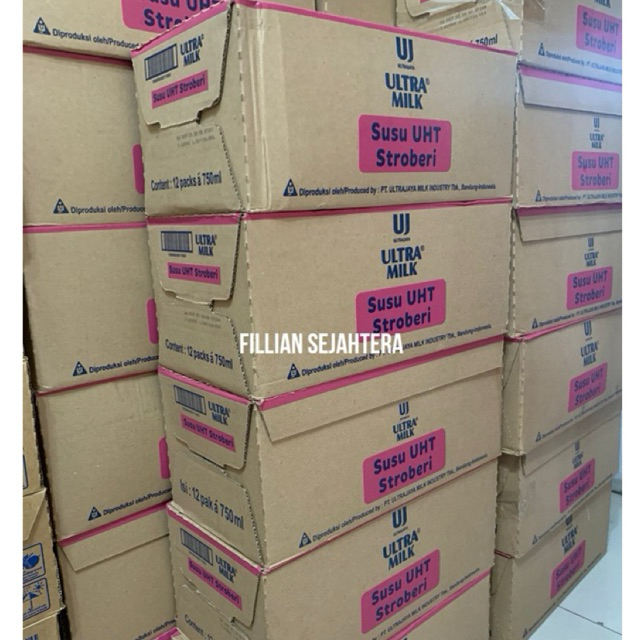

Susu Ultra UHT Stroberi 750ml x 12 Pak (1 DUS) Expired SEP’25