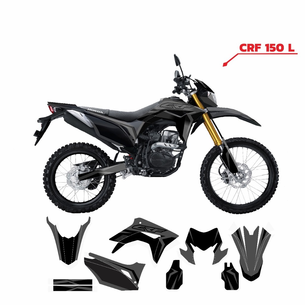 Decal Stiker CRF 150L terbaru 062 MOTIF SUPERMOTO HITAM ABU2