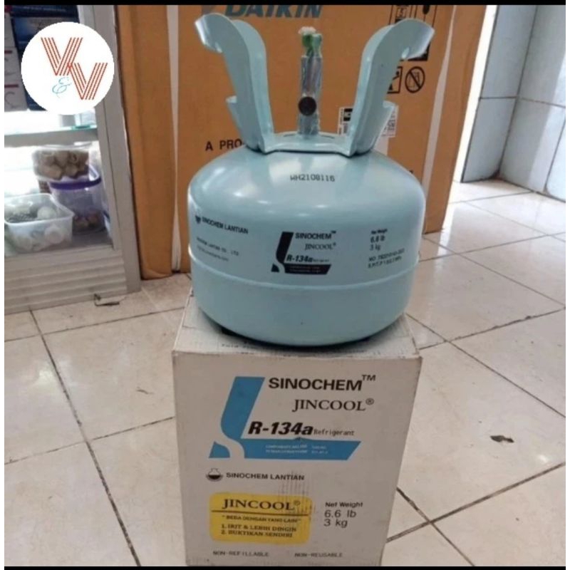 Refrigerant R134a/R 134/R134, JINCOOL sinochem isi 3 kg segel Ori pabrik