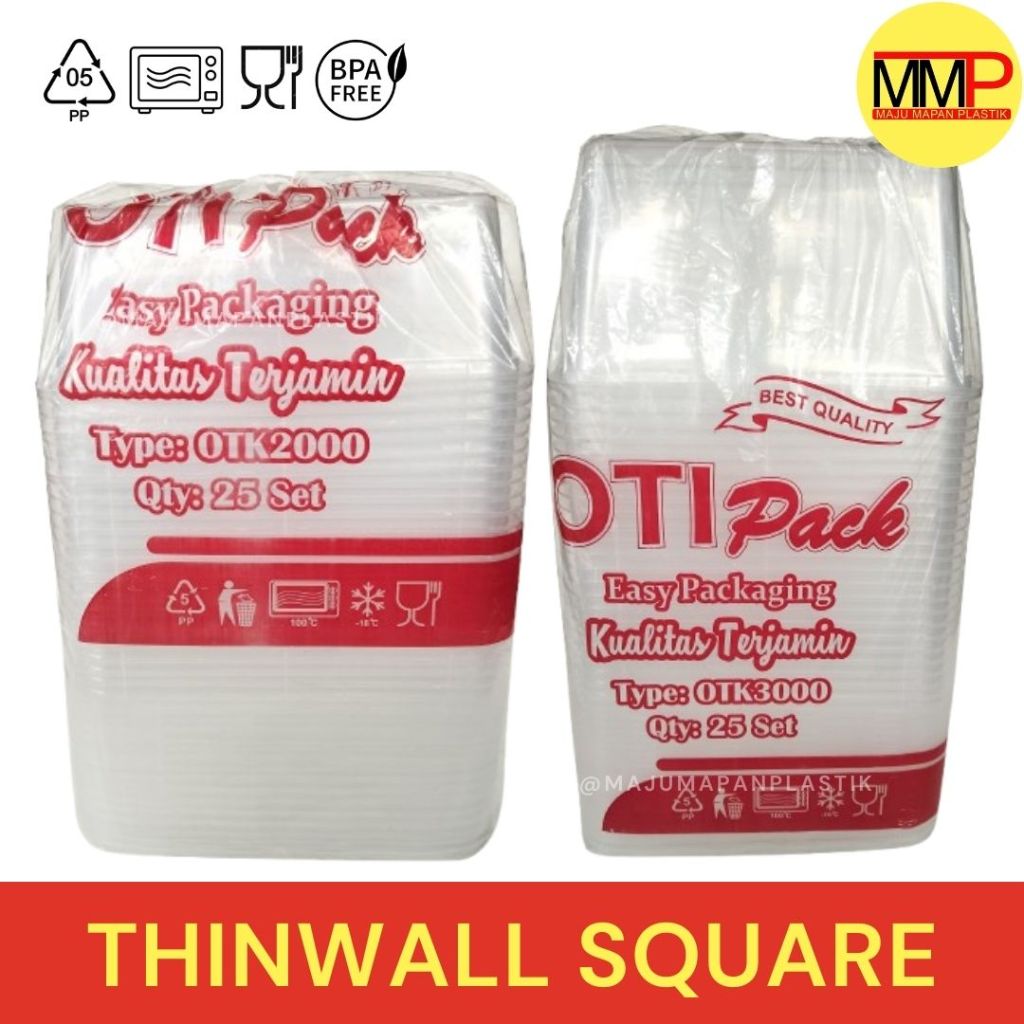 [25 pcs] Thinwall Square Kotak 2000 ml dan 3000 ml Microwave Oven Safe Box Makanan