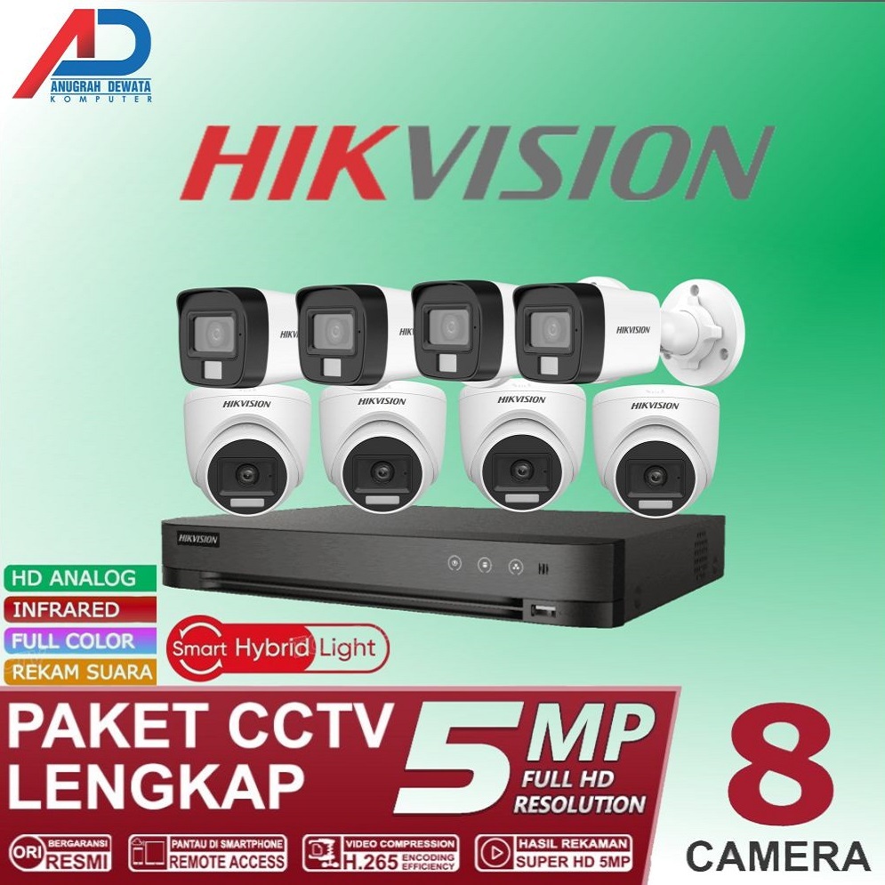 PAKET CCTV HIKVISION 5MP 8 CAMERA KABEL 100M FULL SET