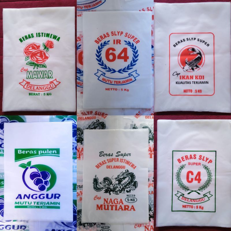 Plastik Beras 5kg Sablon 2 Warna (Isi 100Lembar)