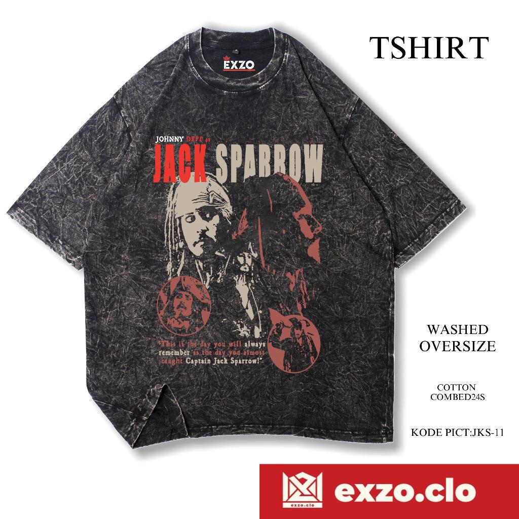 EXZO kaos JACK SPARROW WASHED OVERSIZE cotton combed24s SANDWASH STONEWASH T-SHIRT