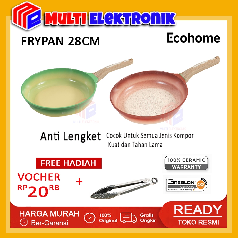 Ecohome Cookware - Frypan 28 cm Greblon Ceramic Coating Penggorengan Anti Lengket