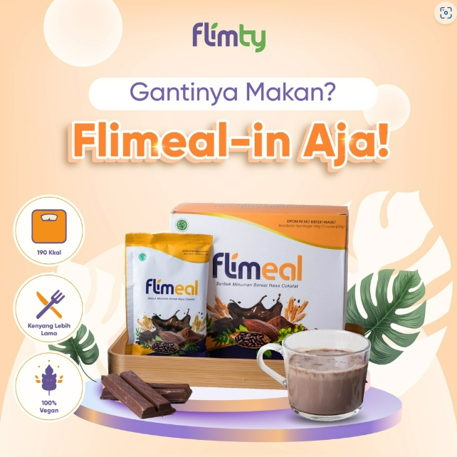 

Flimeal (Meal Replacement) - 1 Box (Isi 12 Sachet) - RASA COKELAT