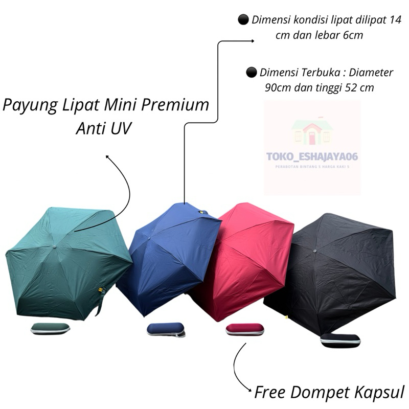 Payung Lipat Mini Premium Dengan Lapisan Anti UV Free Dompet Kapsul