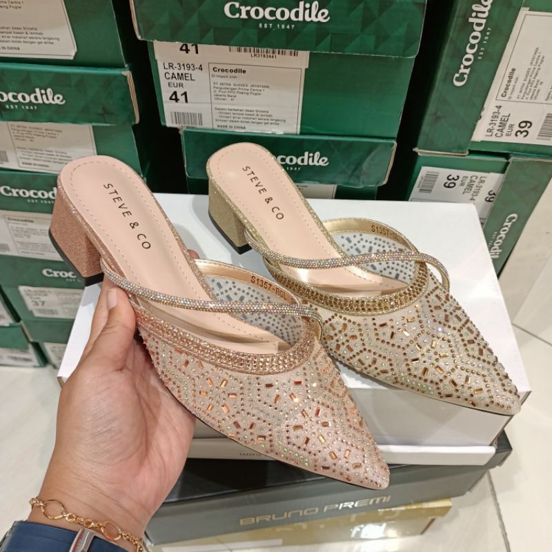 sandal selop pesta wanita heels 5cm STEVE&CO ori