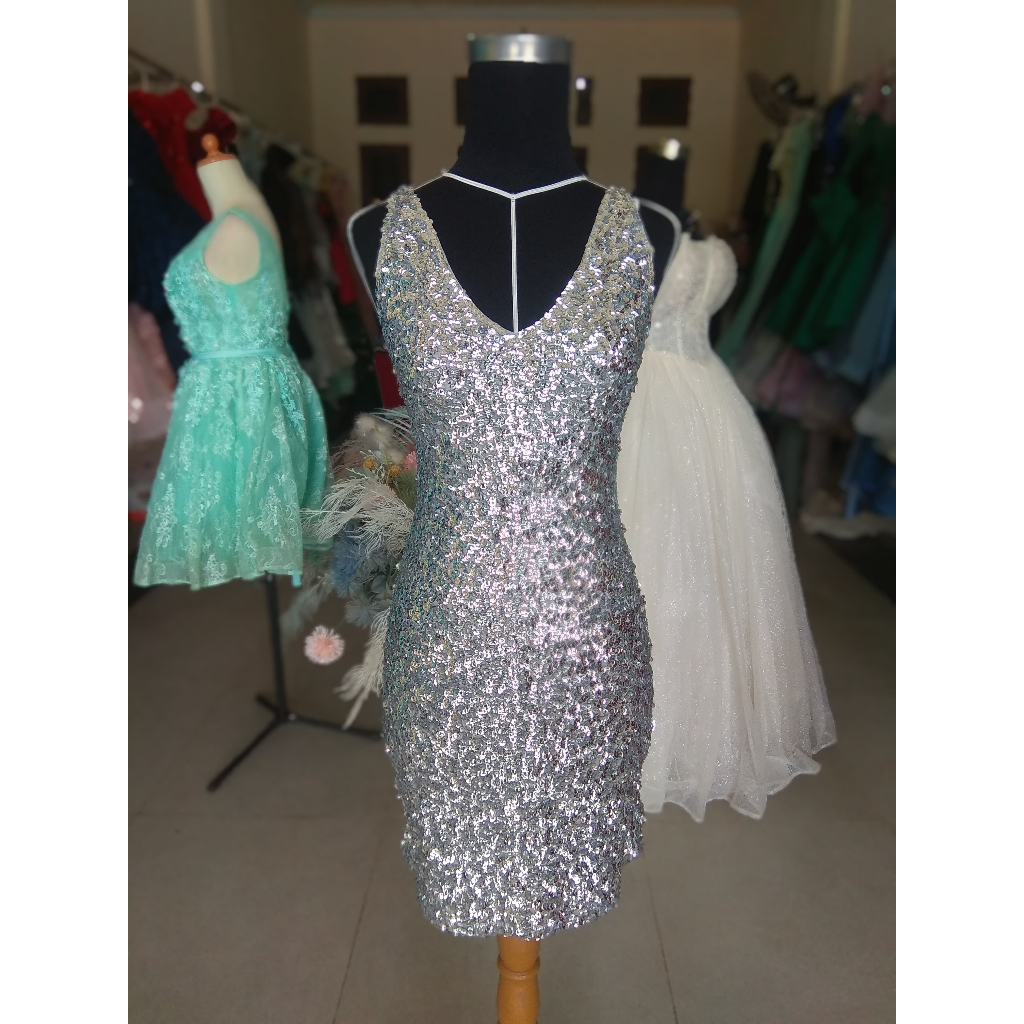 [FOR RENT] Dress Party Mini Silver / Silver Mini Party Dress WM-003
