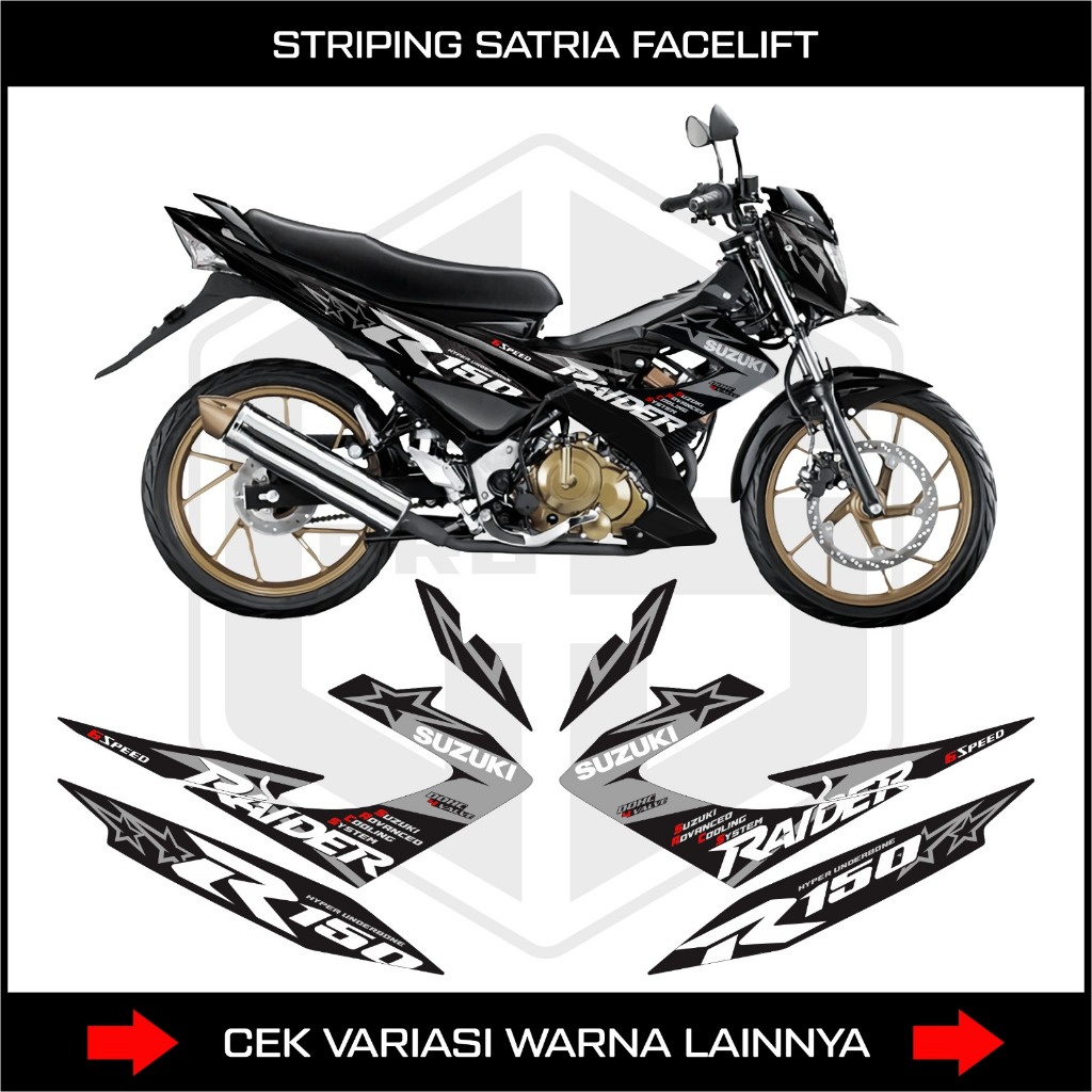 STRIPING STICKER VARIASI MOTOR SUZUKI SATRIA FU FACELIFT RACING STAR / STIKER LIST VARIASI MOTOR SAT