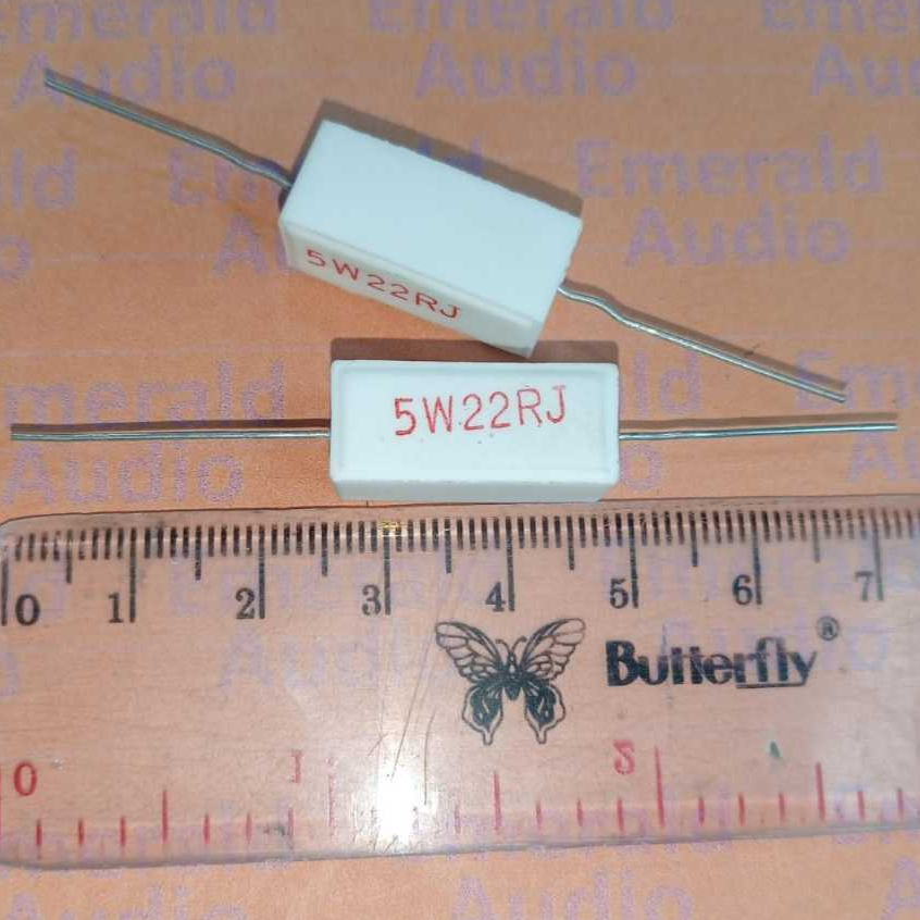 RESISTOR  22 OHM 5 WATT 5 % KAPUR/SEMEN/KERAMIK
