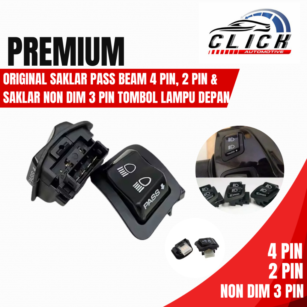 ORIGINAL SAKLAR PASS BEAM 4 PIN, 2 PIN & SAKLAR NON DIM 3 PIN TOMBOL LAMPU DEPAN PASS BEAM MOTOR HON