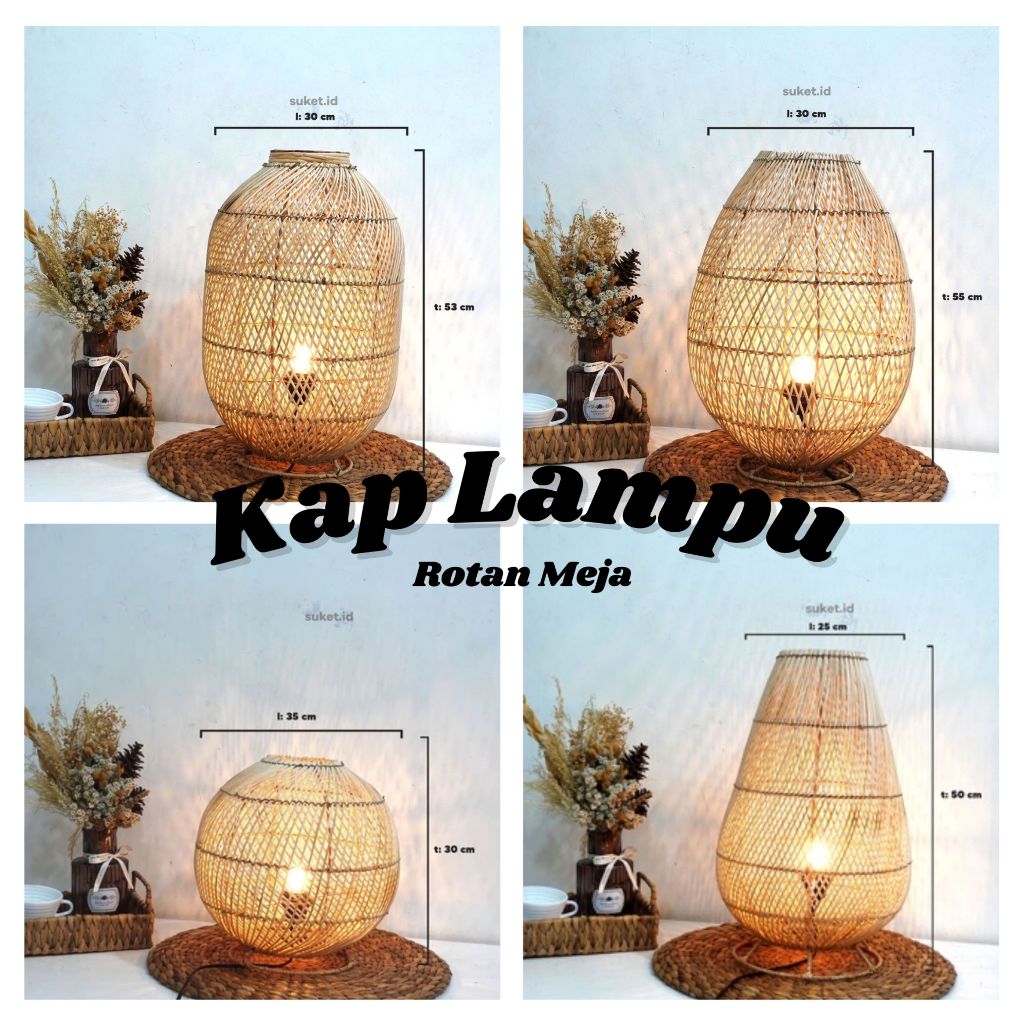 Kap Lampu Meja Rotan / Kap Lampu Duduk
