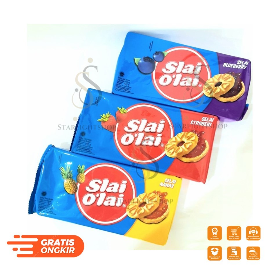 

Slai Olai Biskuit Sandwich Selai Stroberi / Blueberry / Nanas Family Pack 192gr