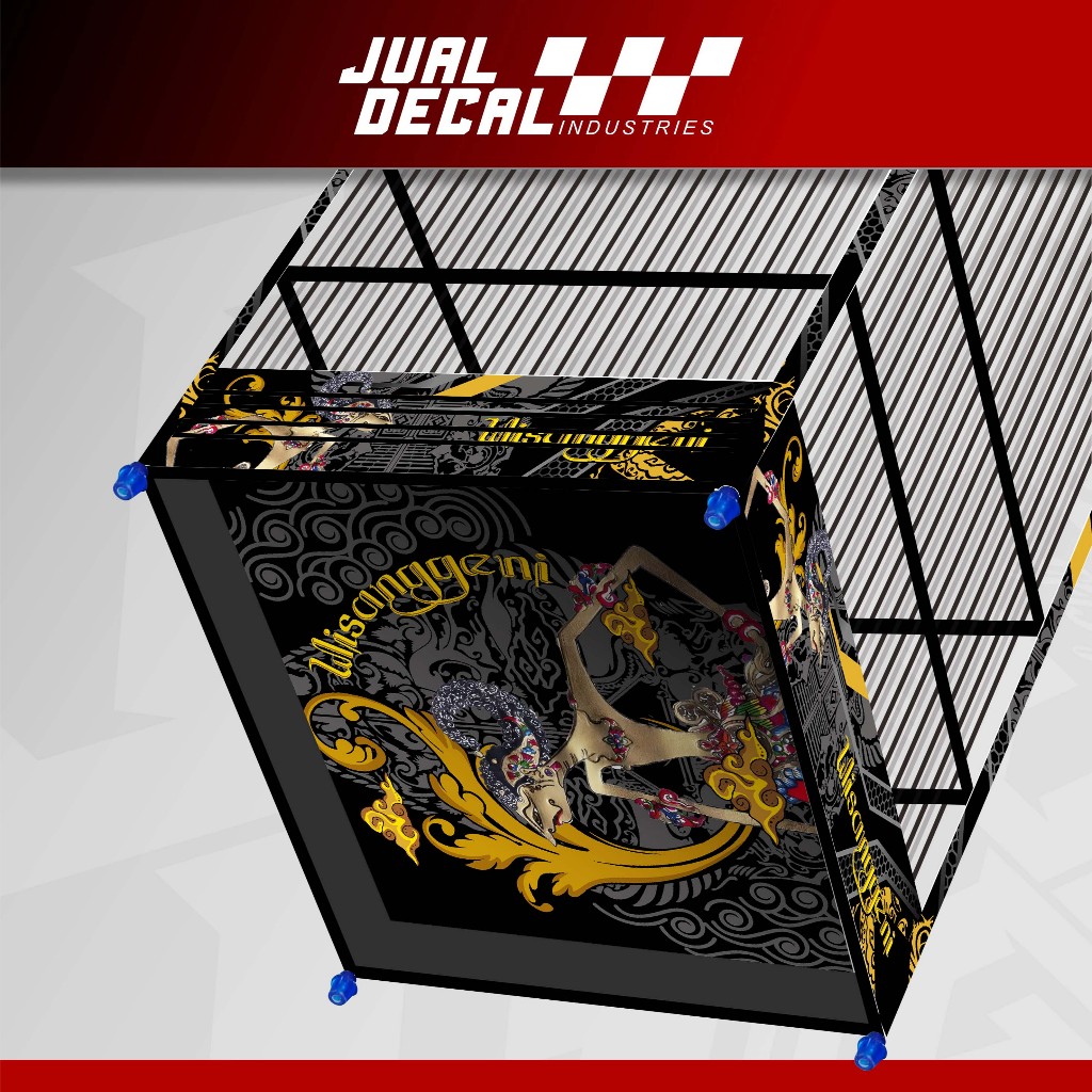 Stiker Decal Sangkar Kotak Wayang WISANGGENI Variasi Gepengan Kandang Burung Cendet Kacer Koper
