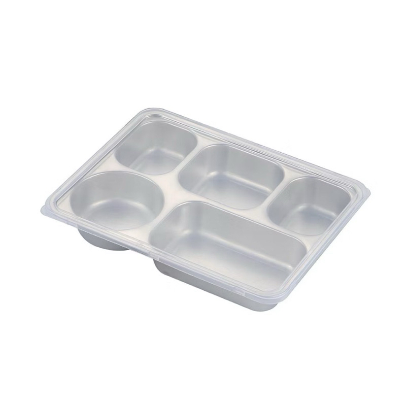 Kotak makan sekat 5 Stainles 304 | Tray Makan Tutup Food Tray MBG SUS 304 ASLI / Kotak Makan 5 Sekat