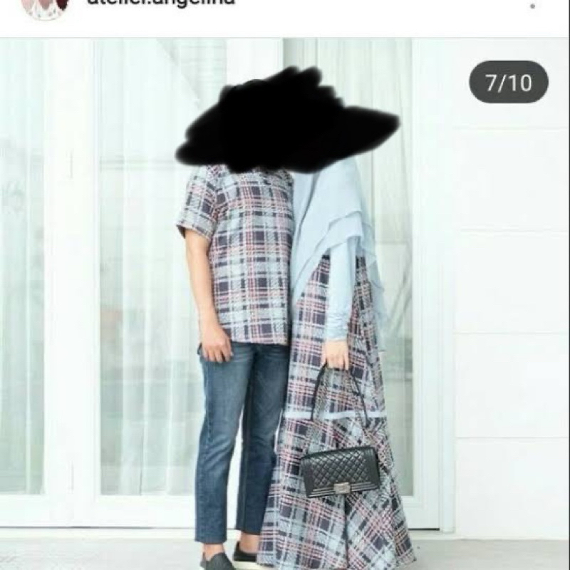 ZAINAB DRESS ZAYYAN KOKO POWDER BLUE COUPLE SET GAMIS LEBARAN ATELIER ANGELINA PRELOVED