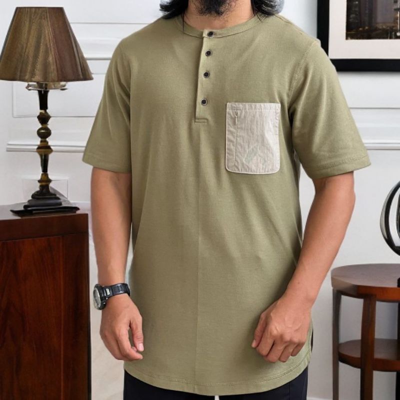 Sarawa Kurta Lacost Double pocket QURTA SARAWA kaos kurta bahan adem warna sage putih abu tua